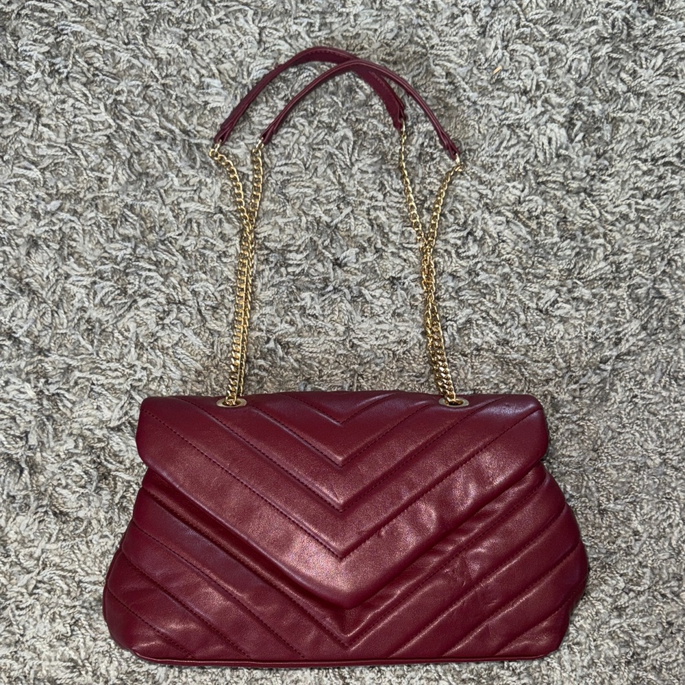 Elegant Burgundy Quilted Shoulder Bag by Urban Expressions